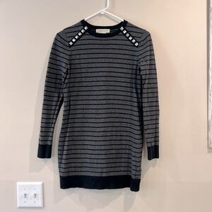 🔥Michael Kors Striped Gray and Black Sweater dress with Studded Shoulders🔥